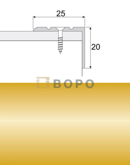 Profilteam Schodová lišta E00 Zlatá šroubovací 25 x 20 mm 270 cm