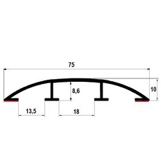 Přechodová lišta E01 Stříbrná 75 mm 100 cm samolepicí pro vedení kabelů